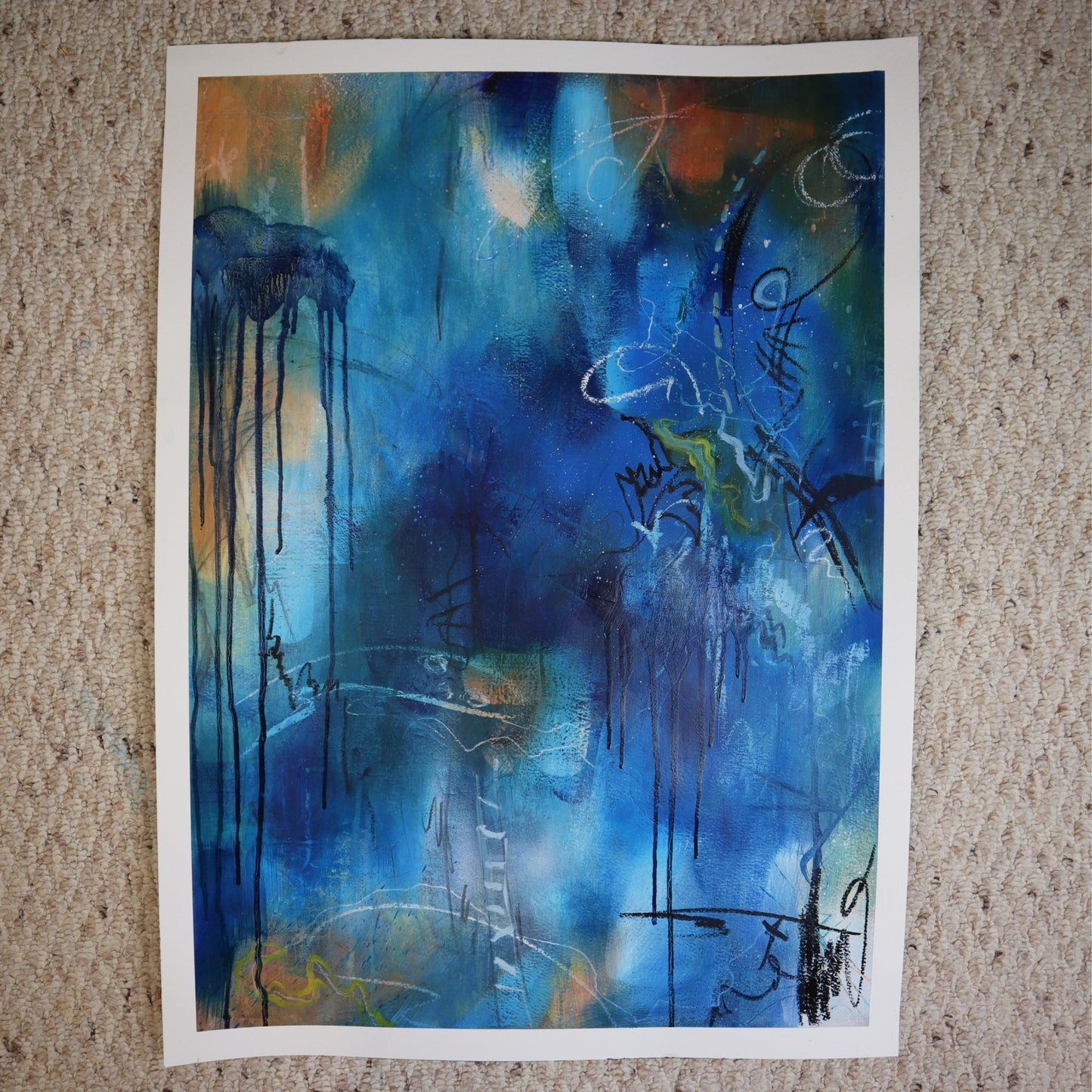 Blue Abstract Mixed Media Study