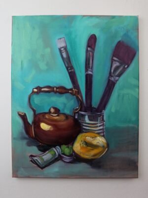 tea & brushes alla prima still life study
