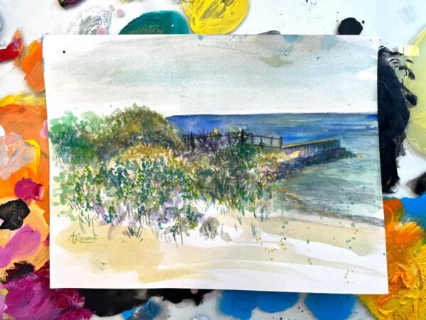 by the shore painting study