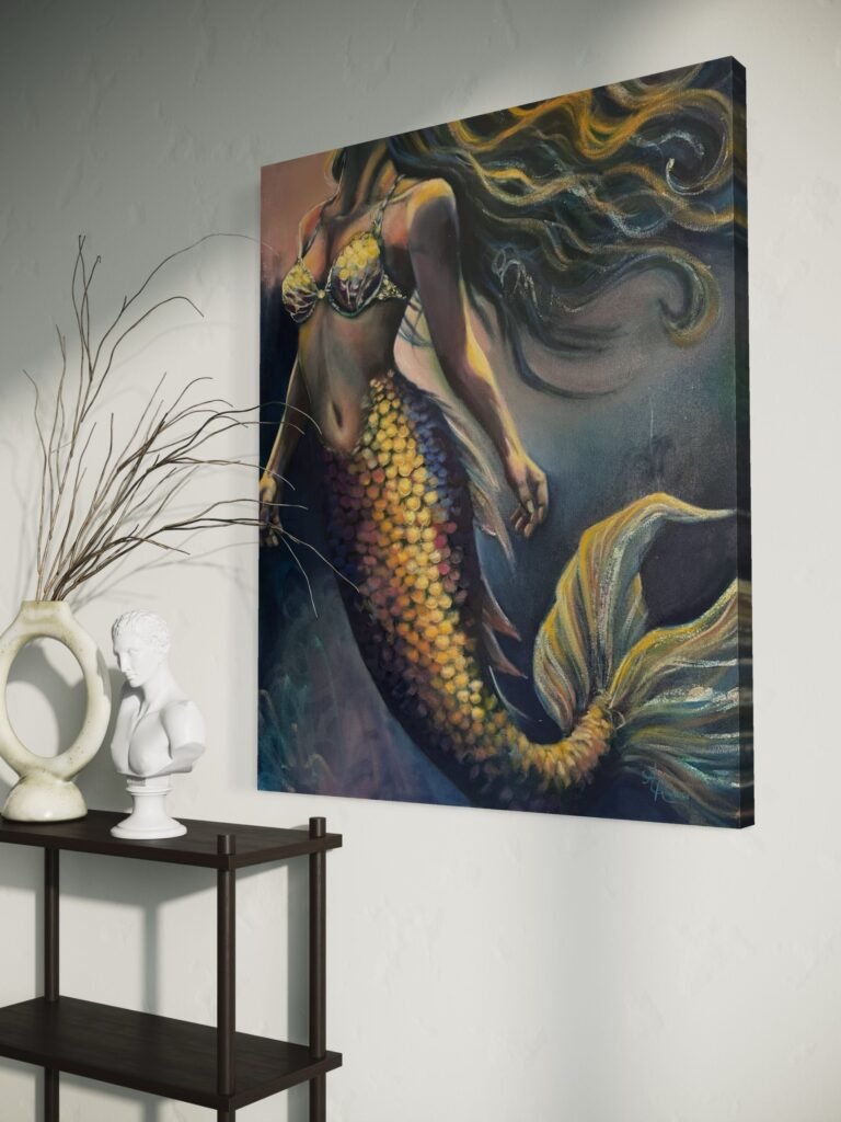 curiosity mermaid painting in room