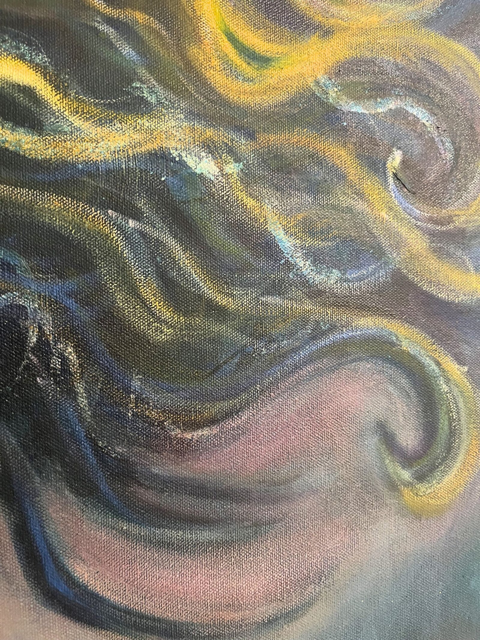 curiosity mermaid large scale painting close up hair