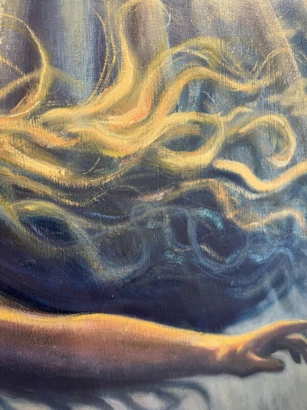 grace large scale mermaid painting closeup hair