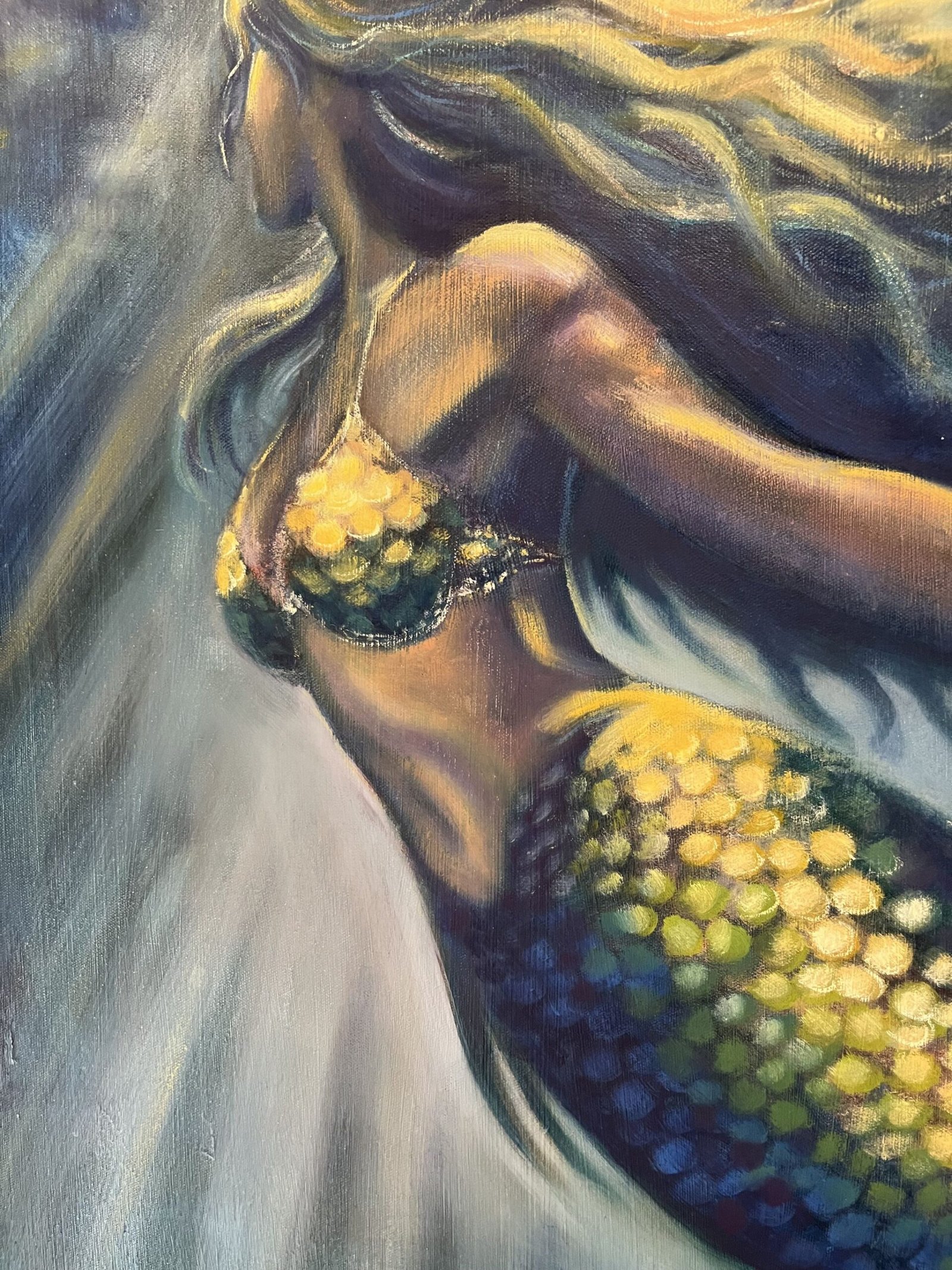 grace large scale mermaid painting close up