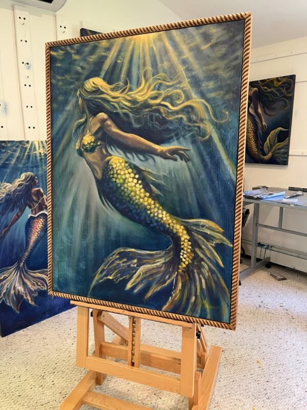 grace mermaid painting in custom frame