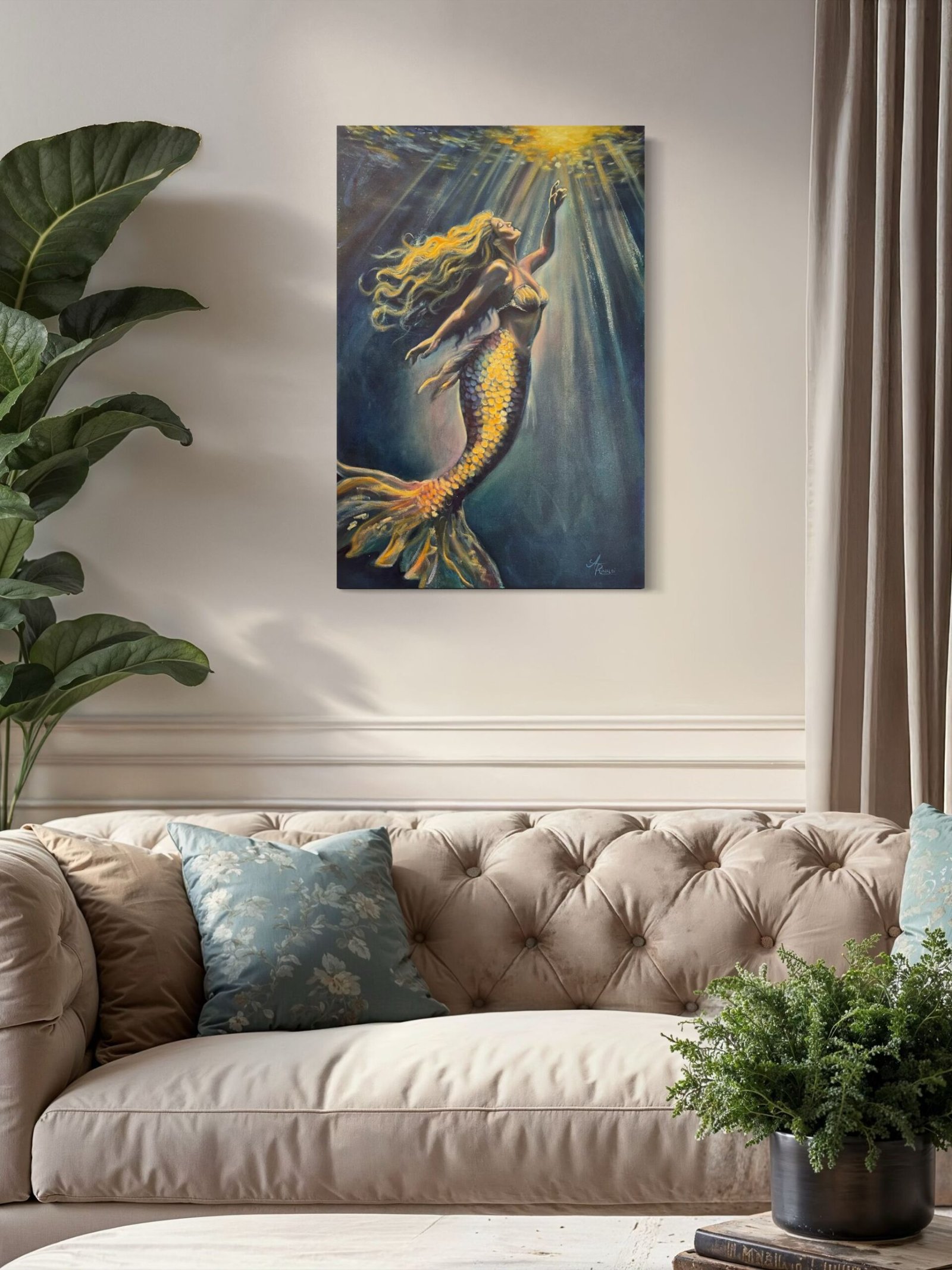 imagination mermaid large painting in room