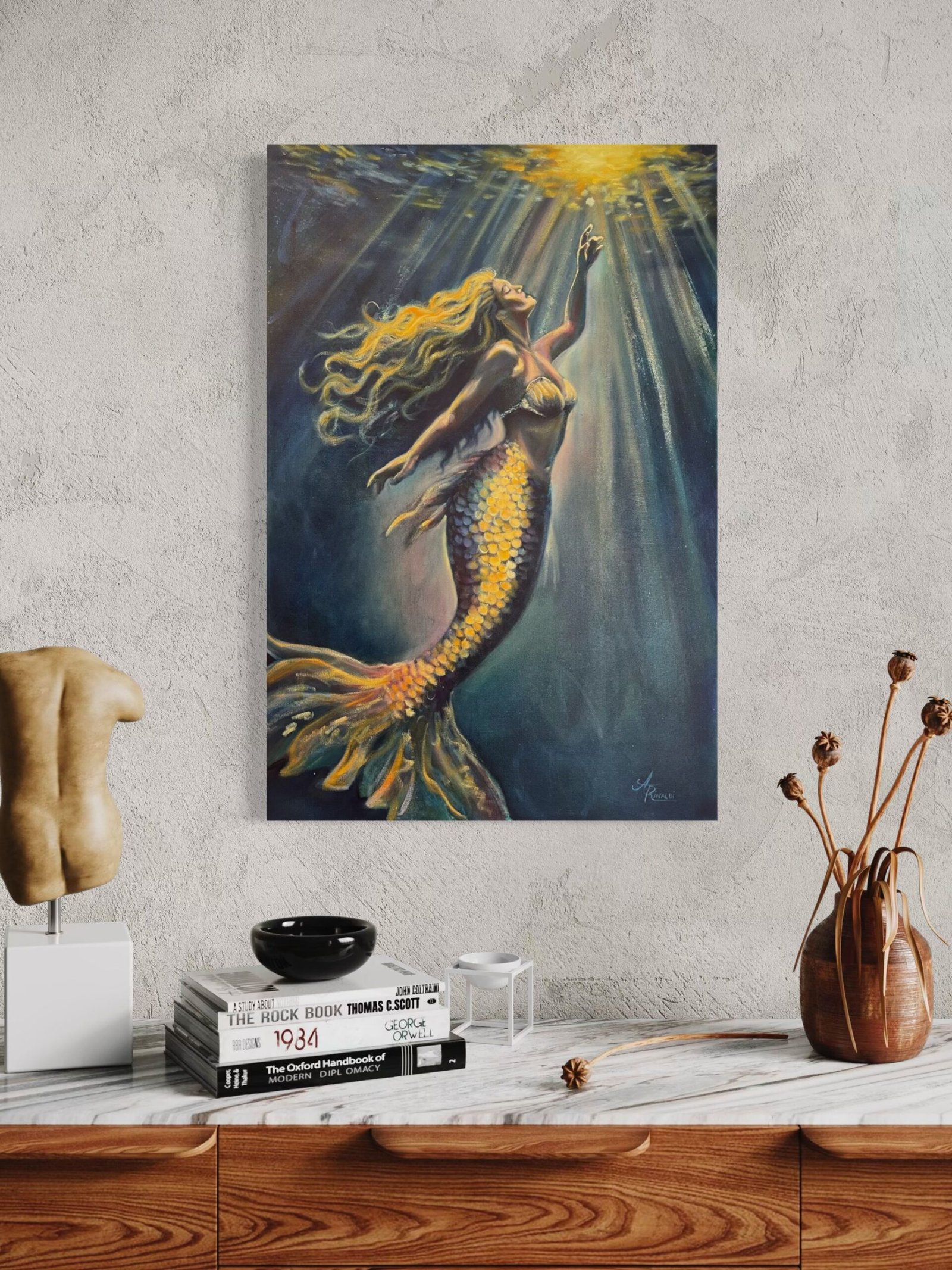 colorful imagination mermaid large painting in room