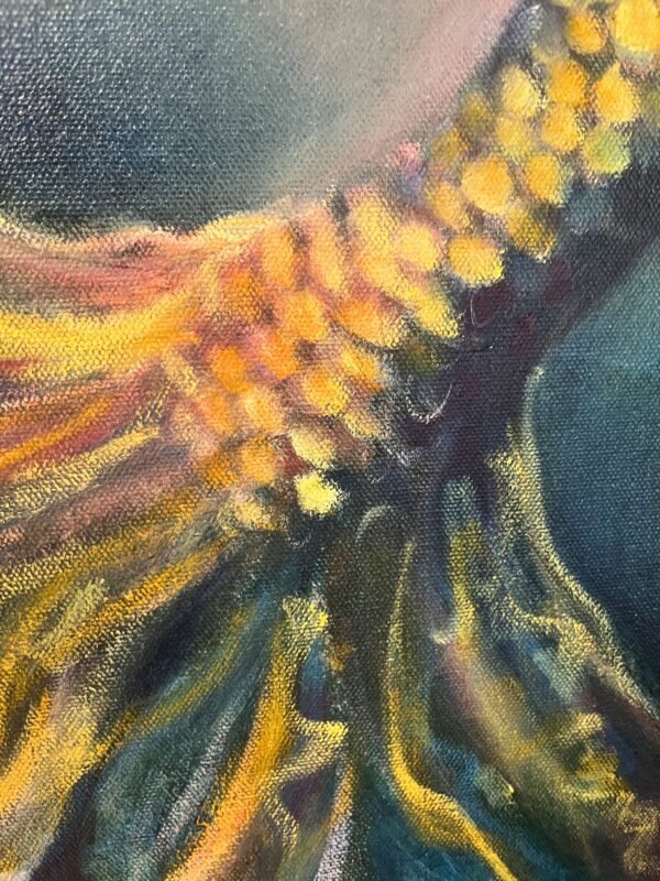 imagination large scale mermaid painting closeup tail fin
