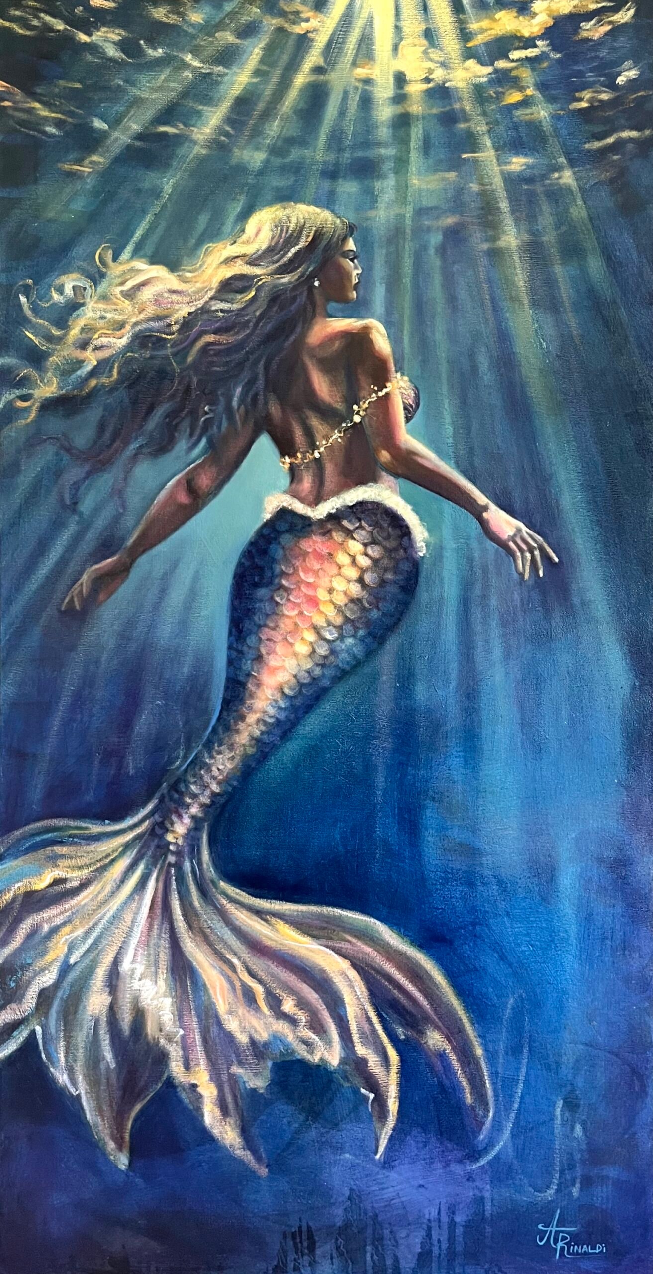 Seek mermaid oil painting