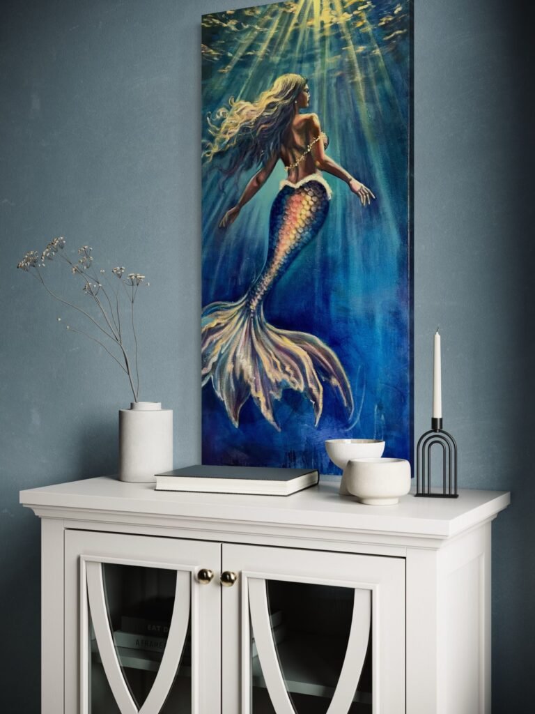 seek mermaid painting in room