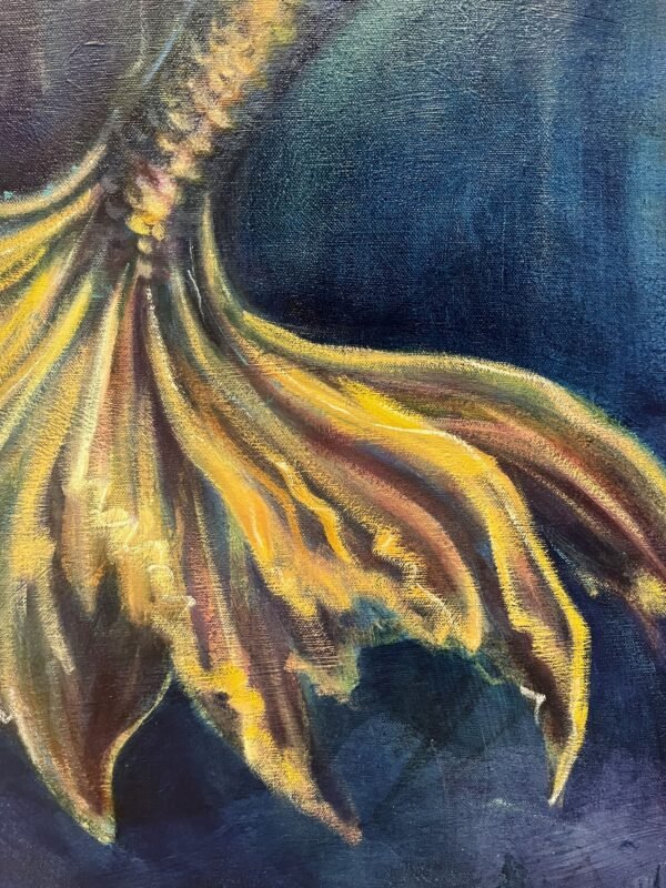 seek large scale mermaid painting close up tail fin