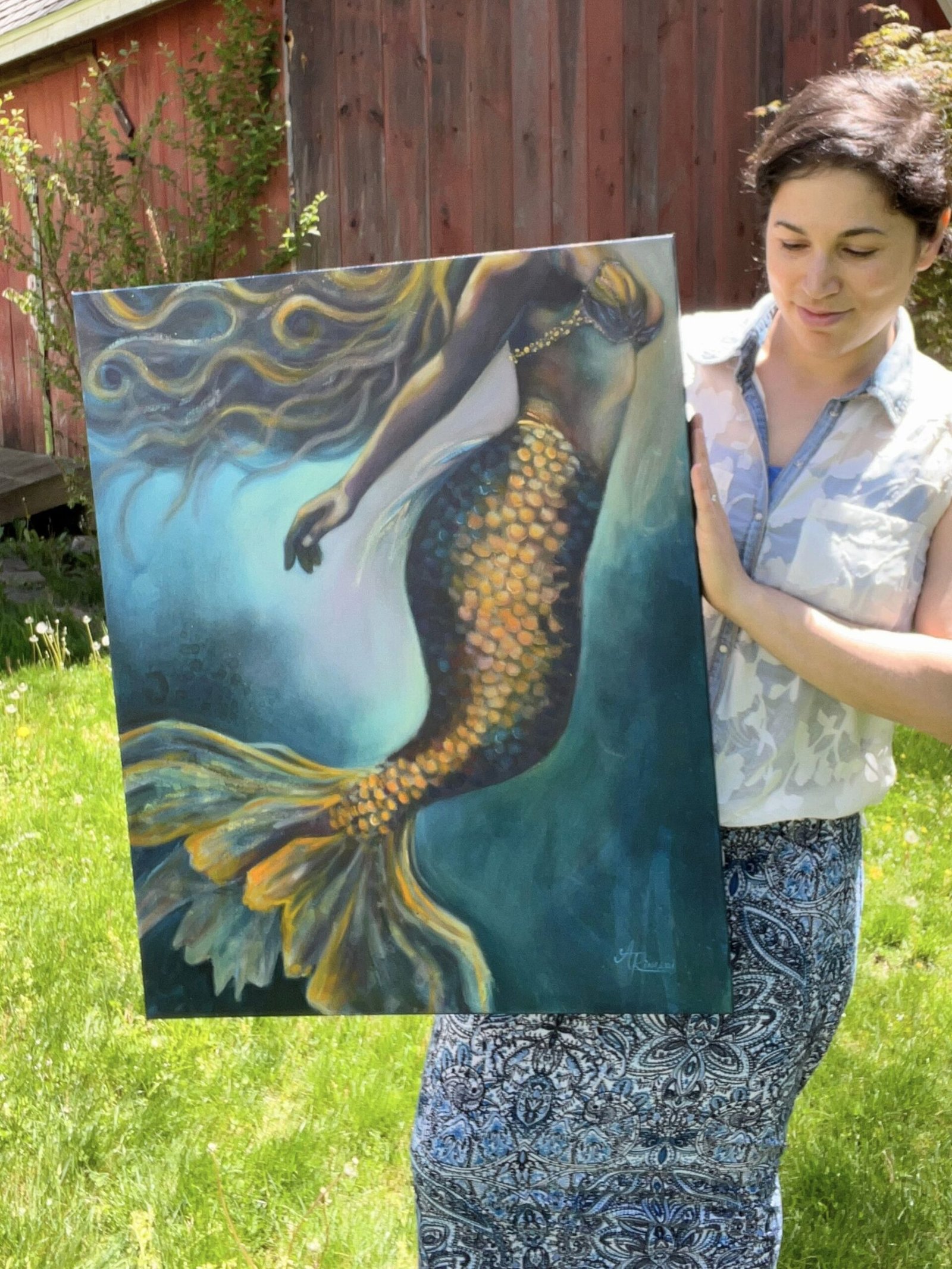 wonder mermaid oil painting size
