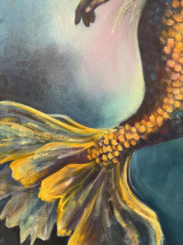 wonder large scale mermaid painting close up tail fin