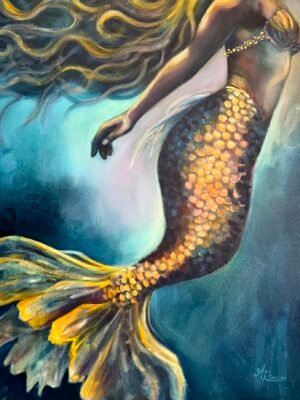 wonder mermaid oil painting
