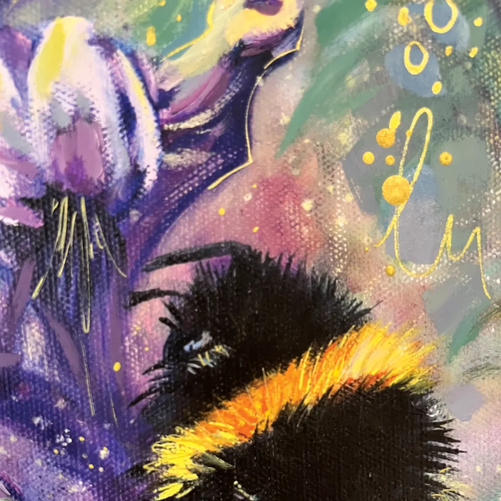 Dance in the Petals Hand-Embellished Print dance in teh petals closeup2