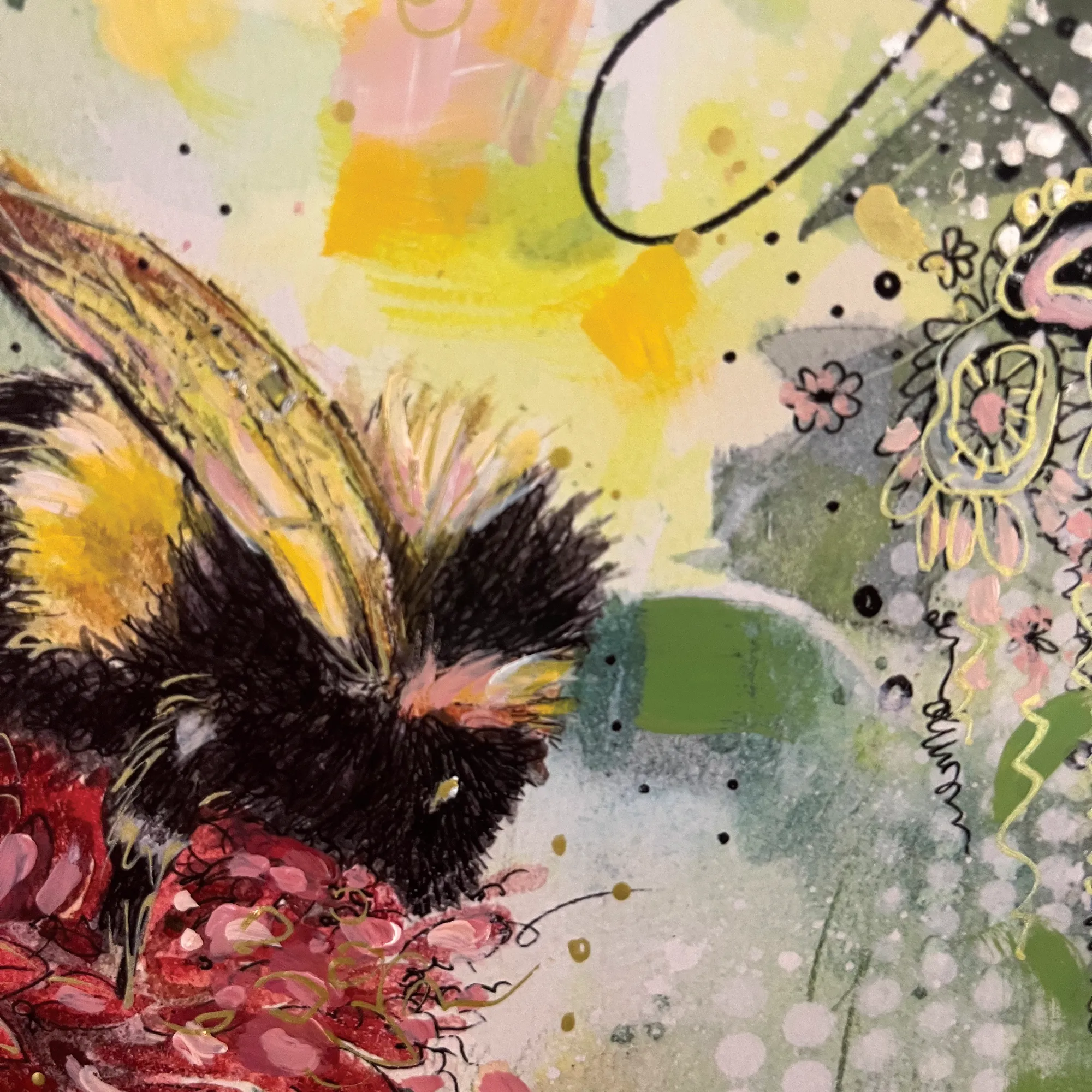 fly little bee watercolor closeup2