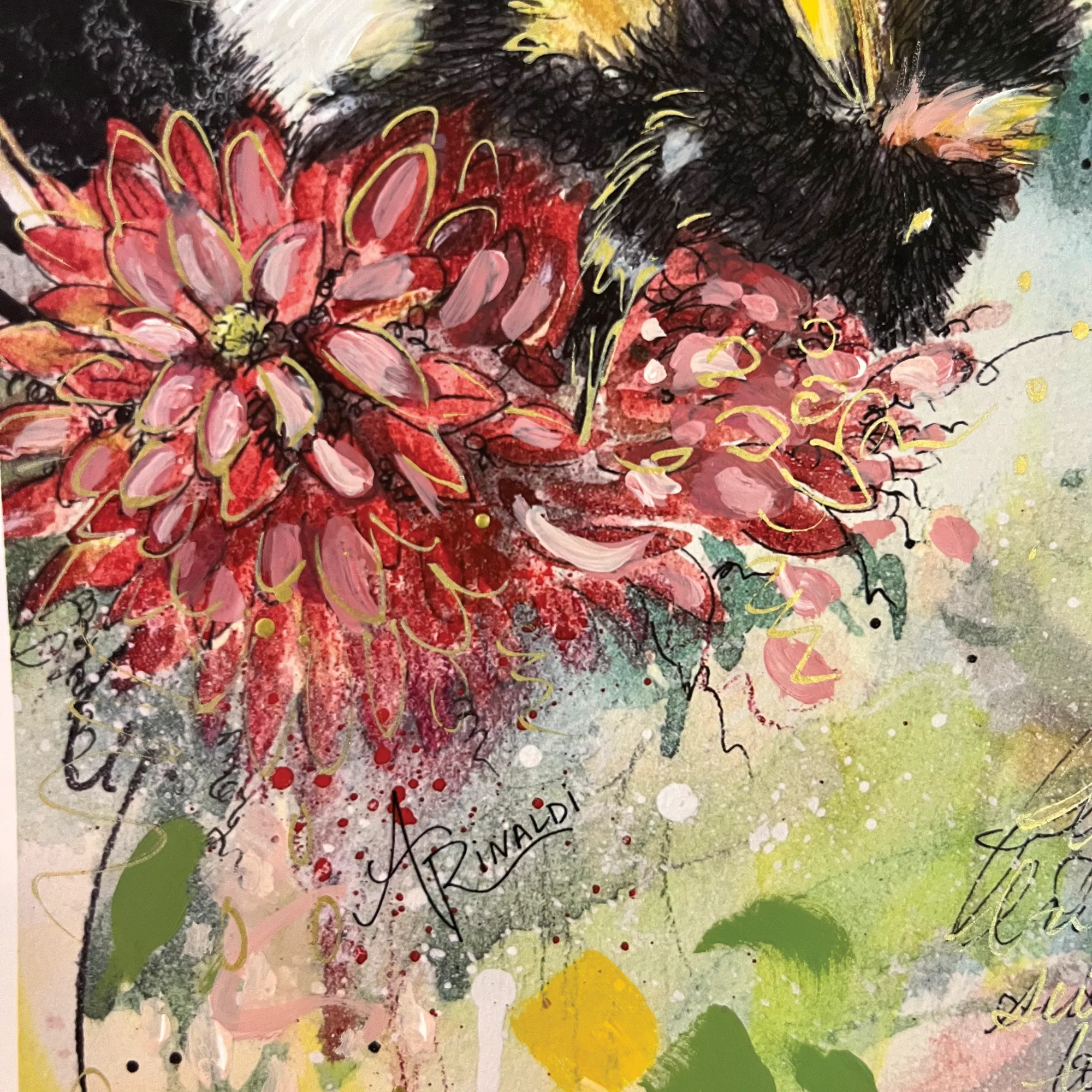 fly little bee watercolor closeup3