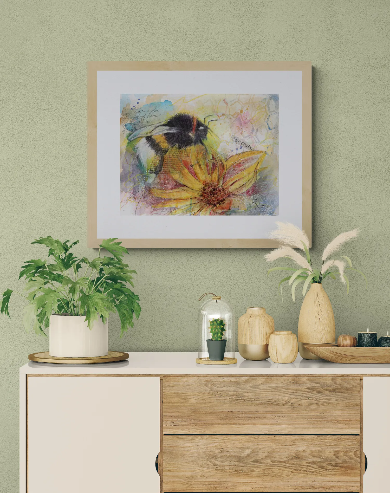 drinkingsunshine watercolor framed 16x20