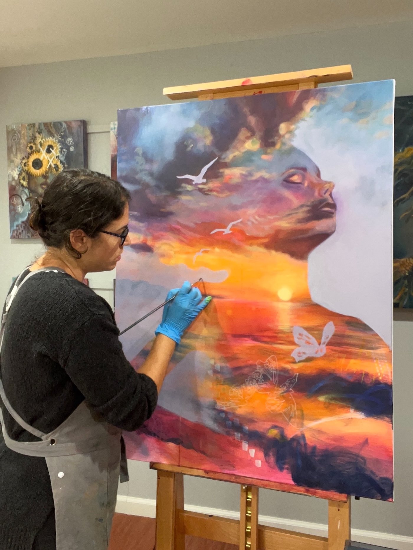 painting large scale oil painting ocean spirit